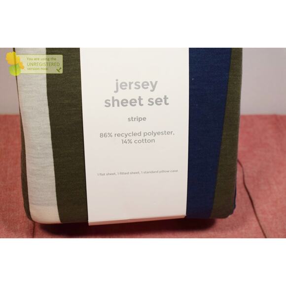 Makers Collective Teen Twin Rugby Stripe Jersey Sheet Set* - Picture 3 of 6
